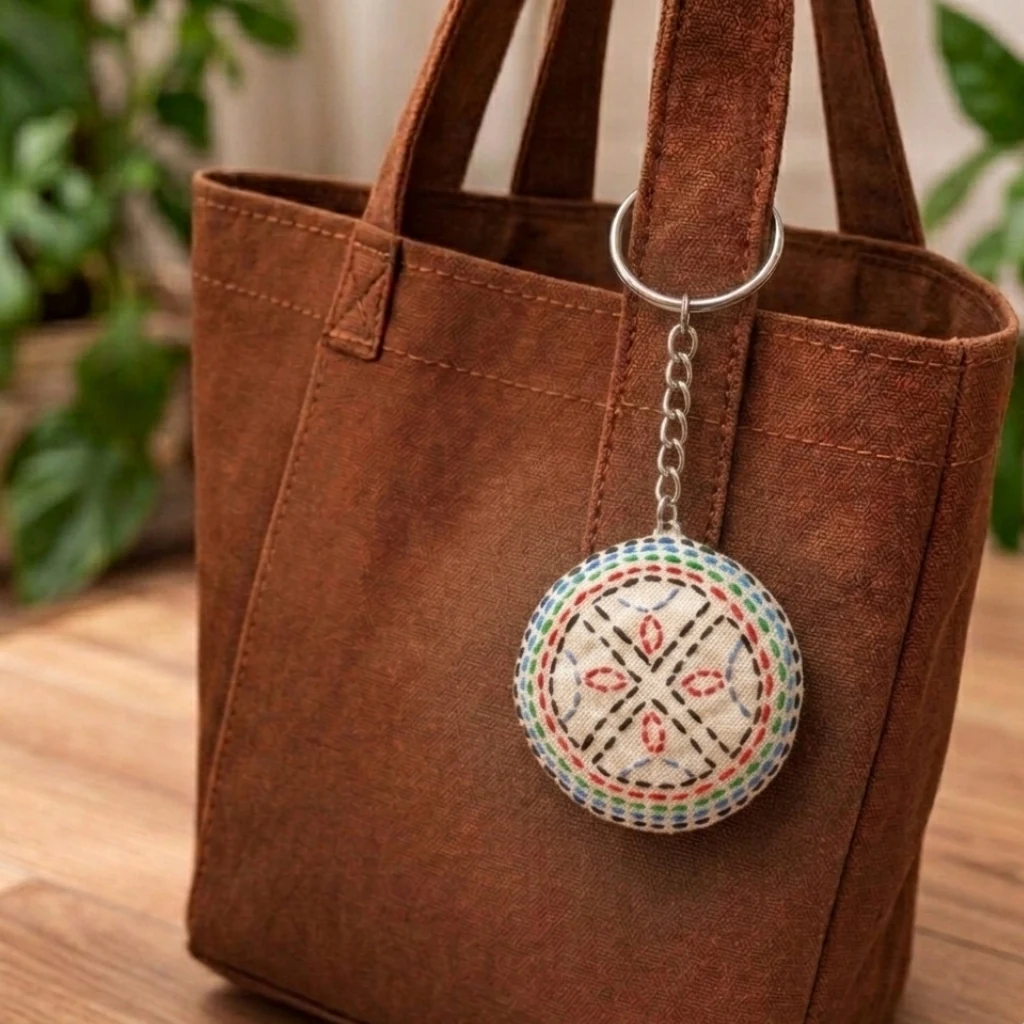 Pushpo - Kantha Stich Flower Keychain 