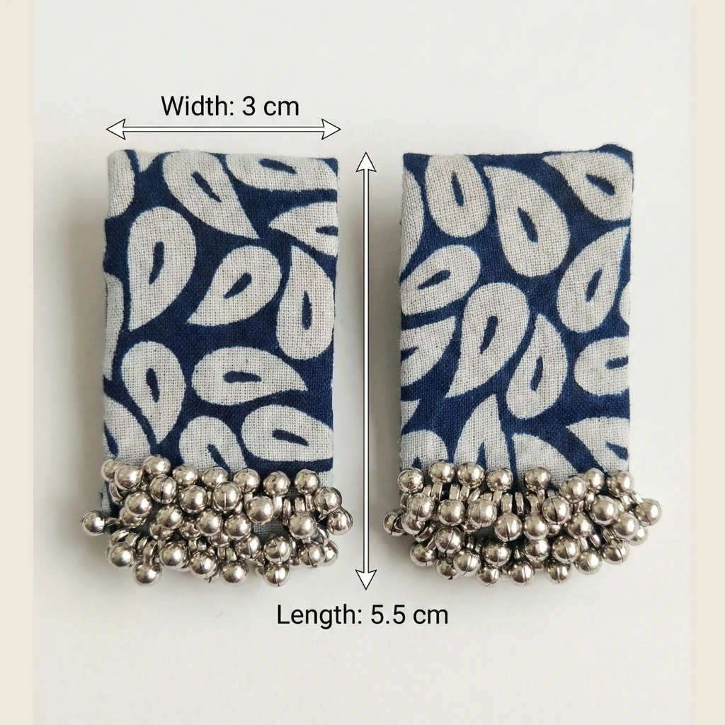 Blue and White fabric earrings 