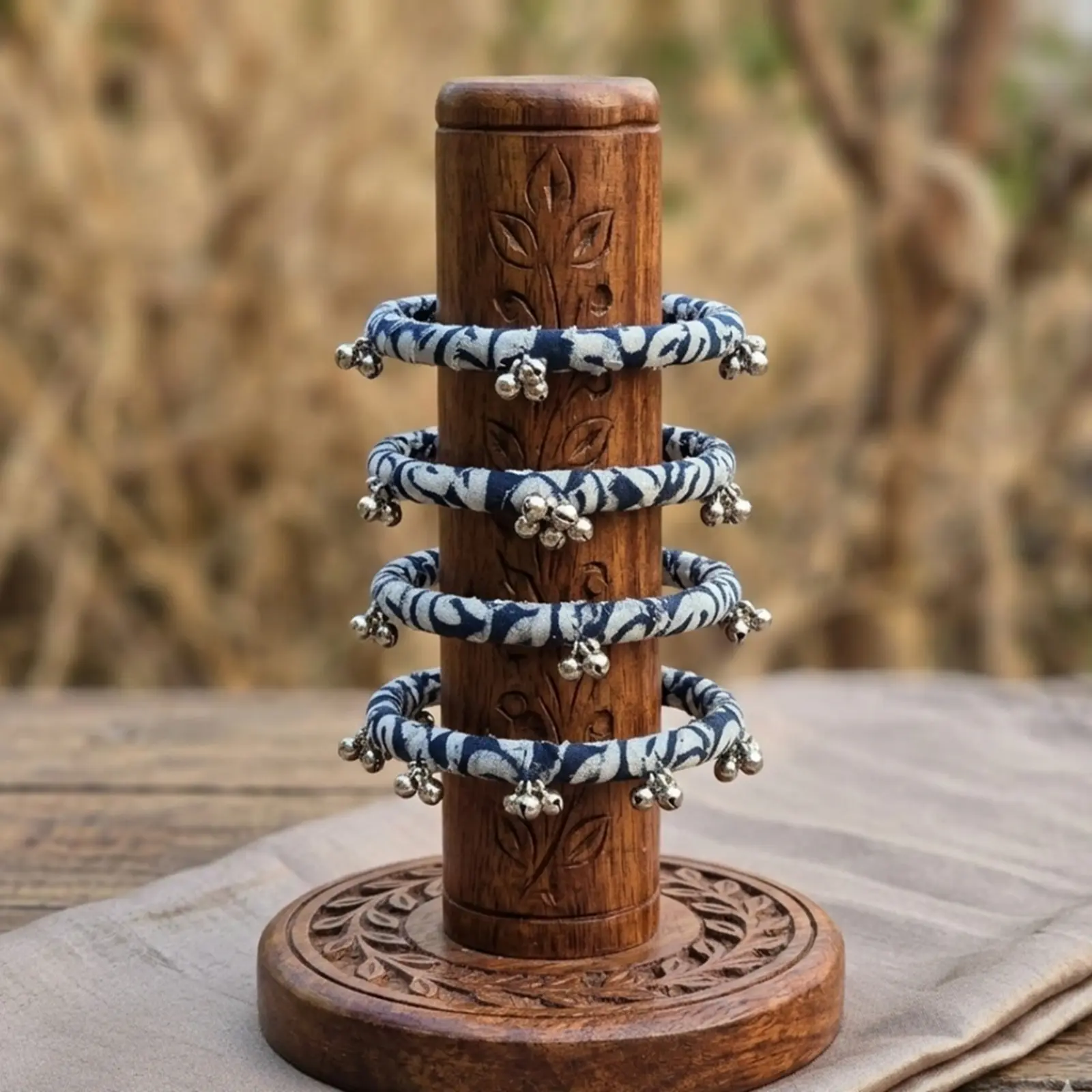 Blue and white color Fabric bangles 