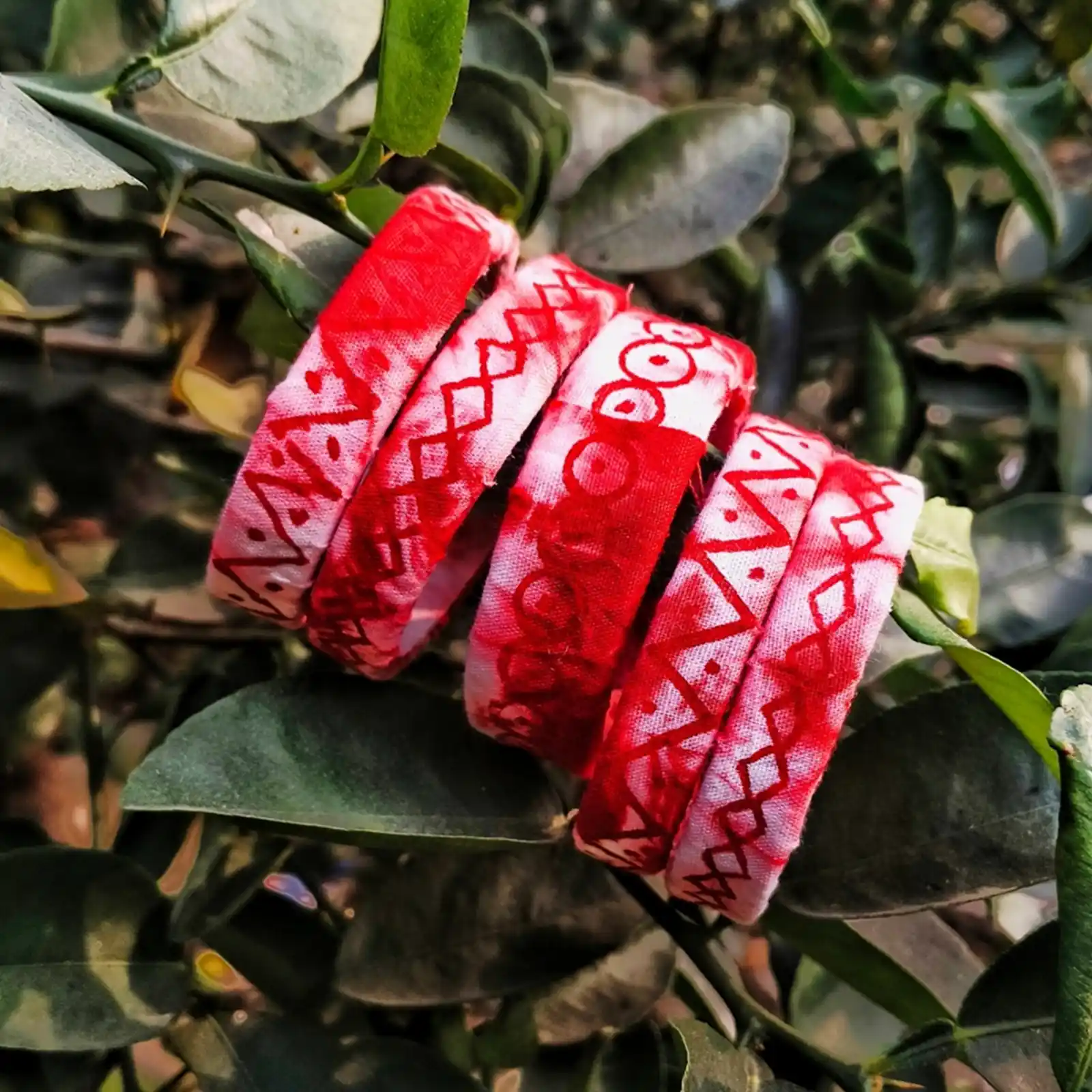 Red Tie-dyed Fabric bangles 