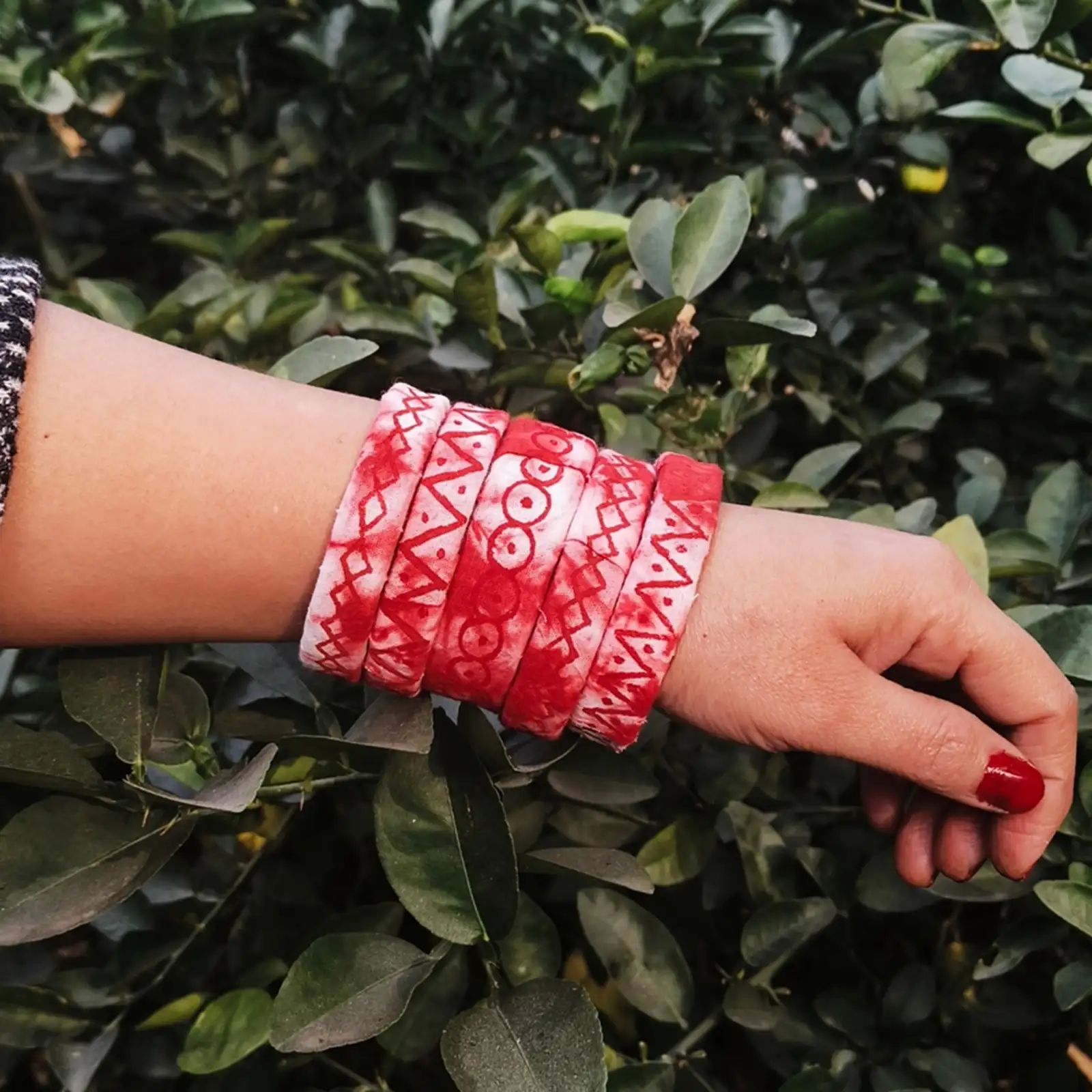 Red Tie-dyed Fabric bangles 