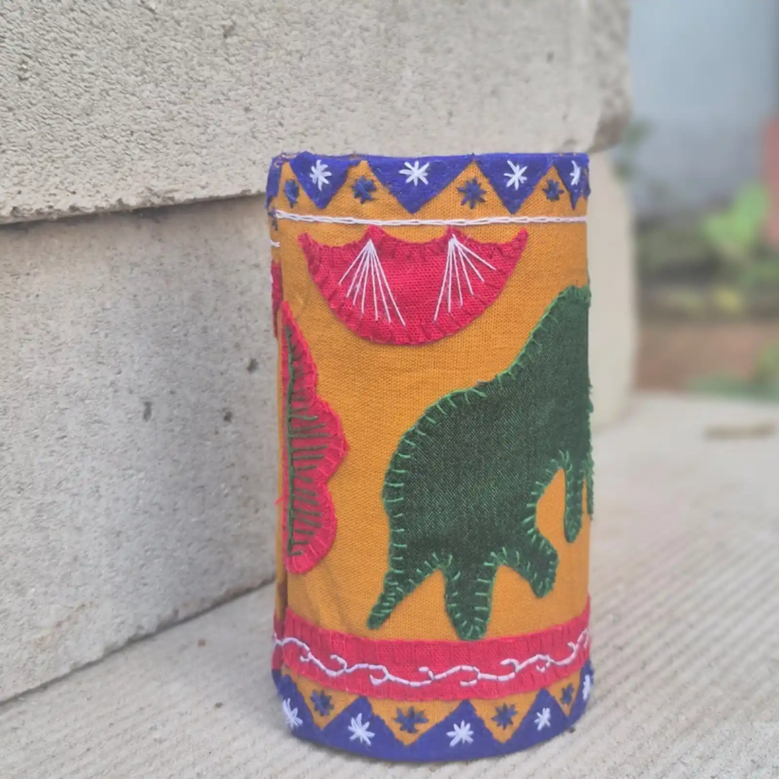 Haathi- Embroidered fabric hand cuff