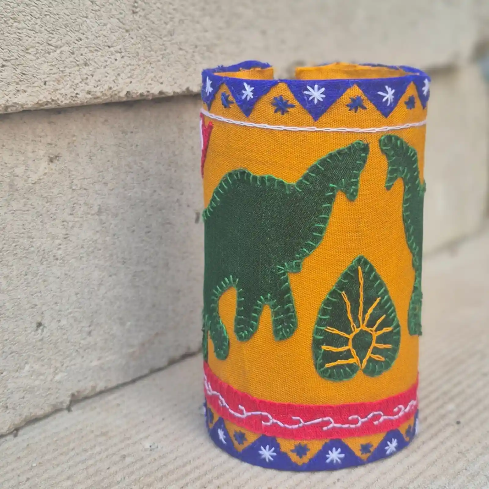 Haathi- Embroidered fabric hand cuff