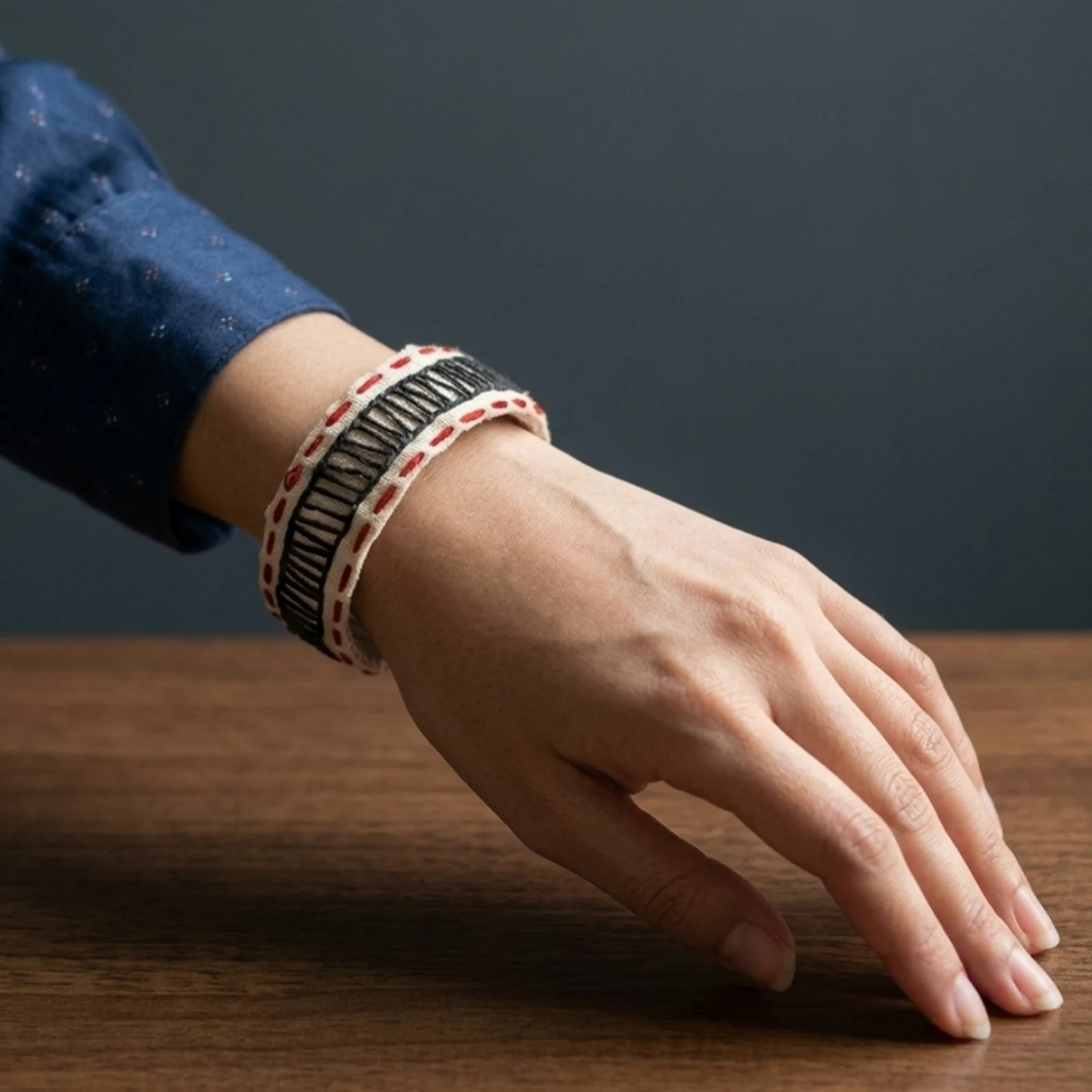 Toda Embroidery fabric hand cuff / arm cuff