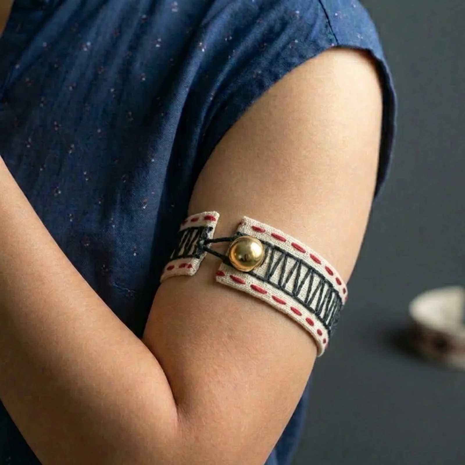 Toda Embroidery fabric hand cuff / arm cuff