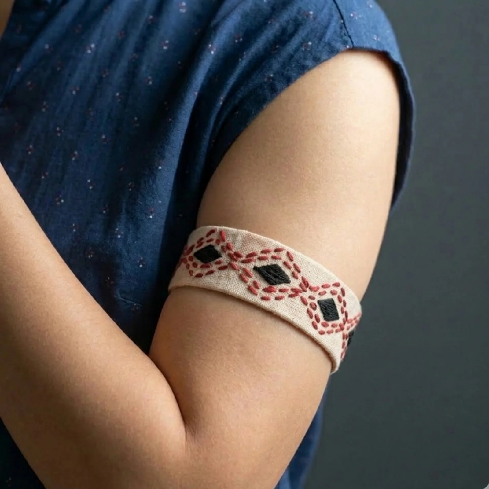 Toda Embroidery fabric hand cuff / arm cuff