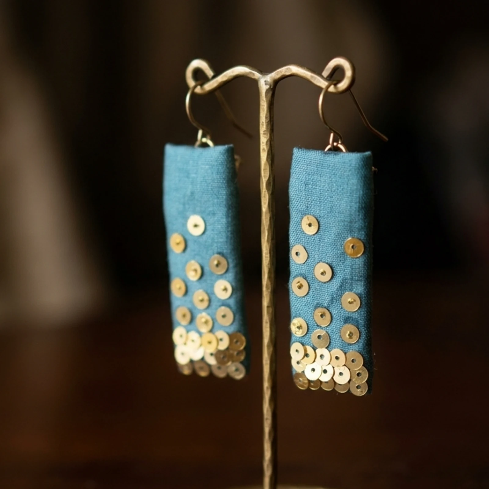 Golden Sequins fabric earrings 