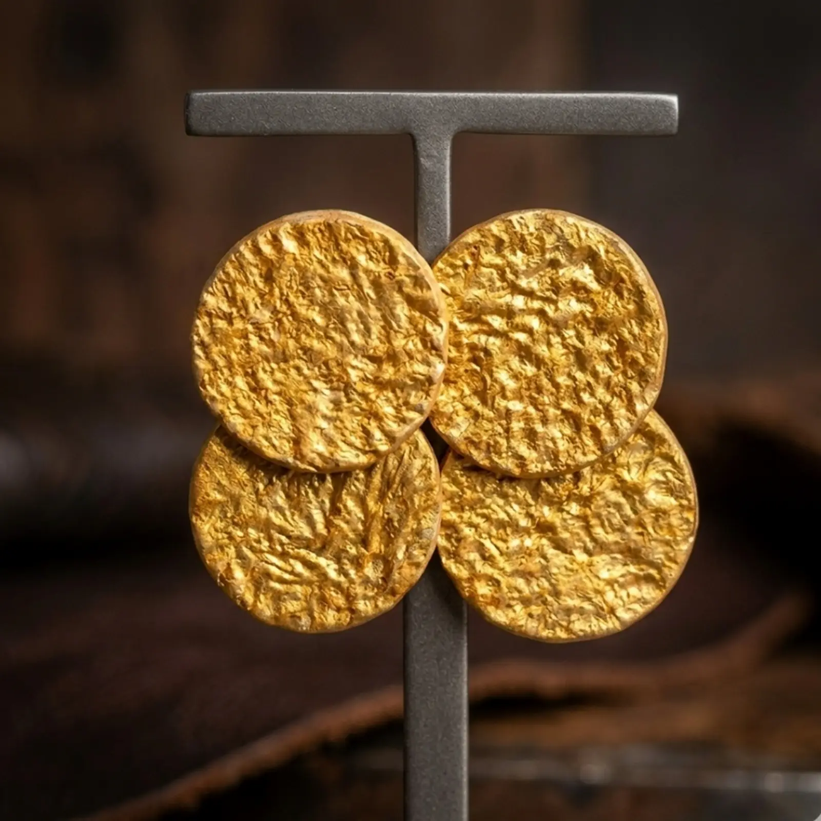 Two Layer Asharfi - Painted Clay Earrings 