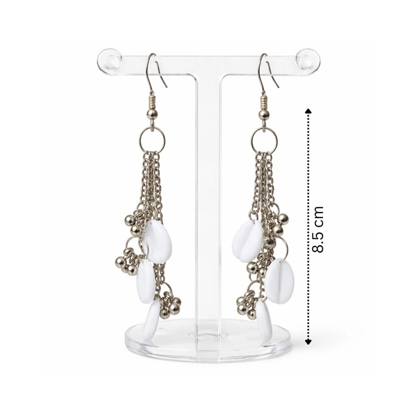 Cowrie Shell Silver Ghunghru- Handmade Oxidised Earrings