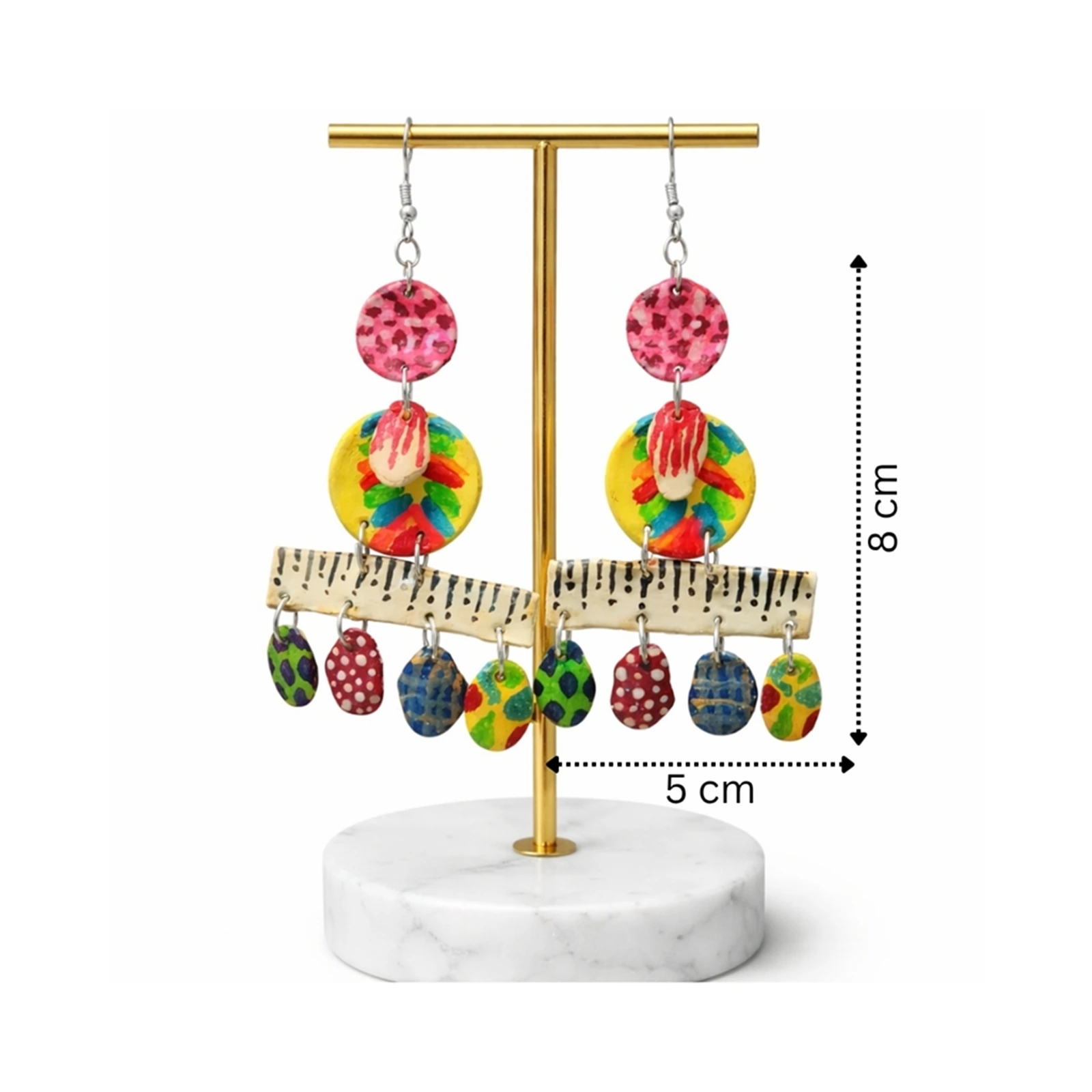 Multicolor layered-  Painted Clay Earrings 