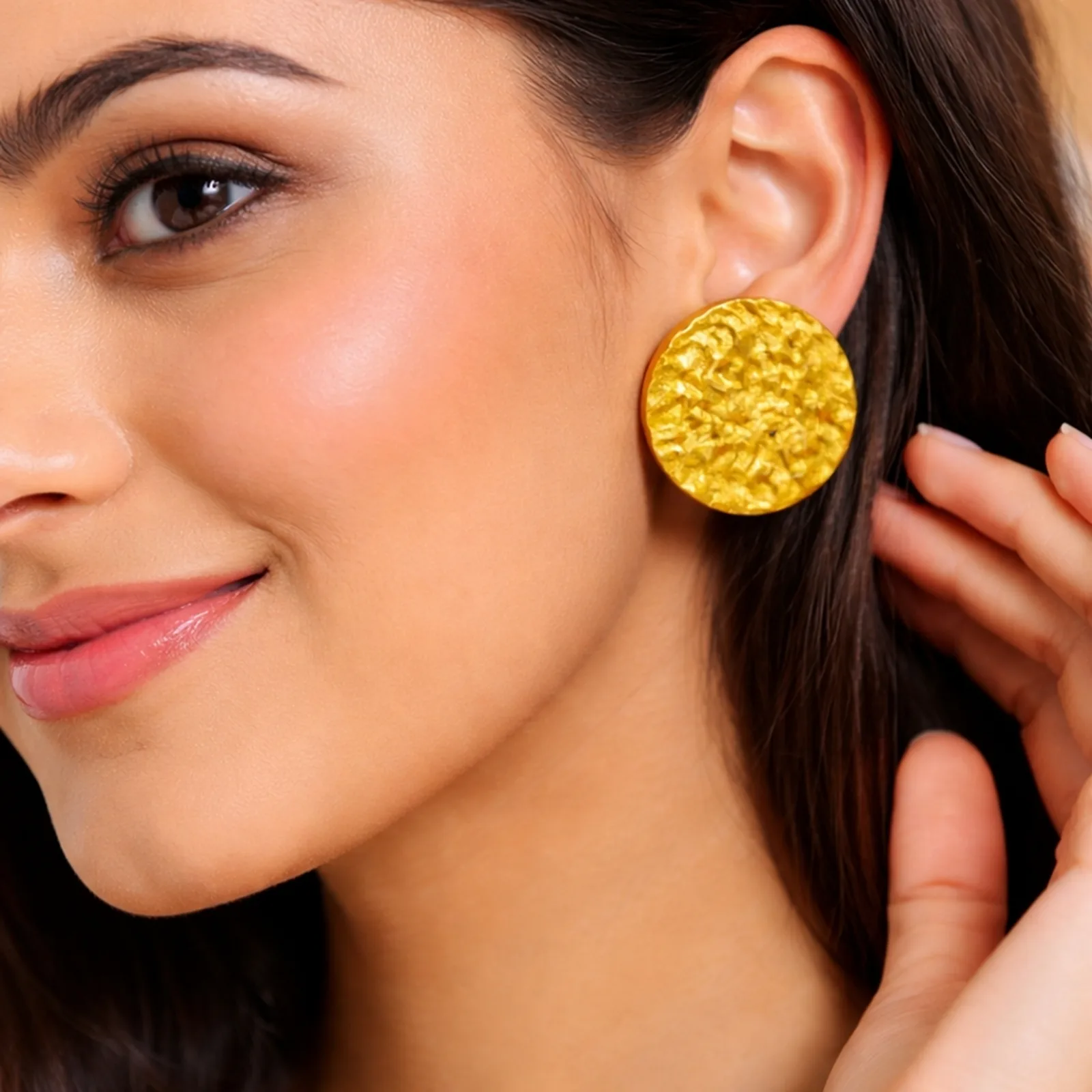  Gold Ashrafi  -  Painted Clay Earrings