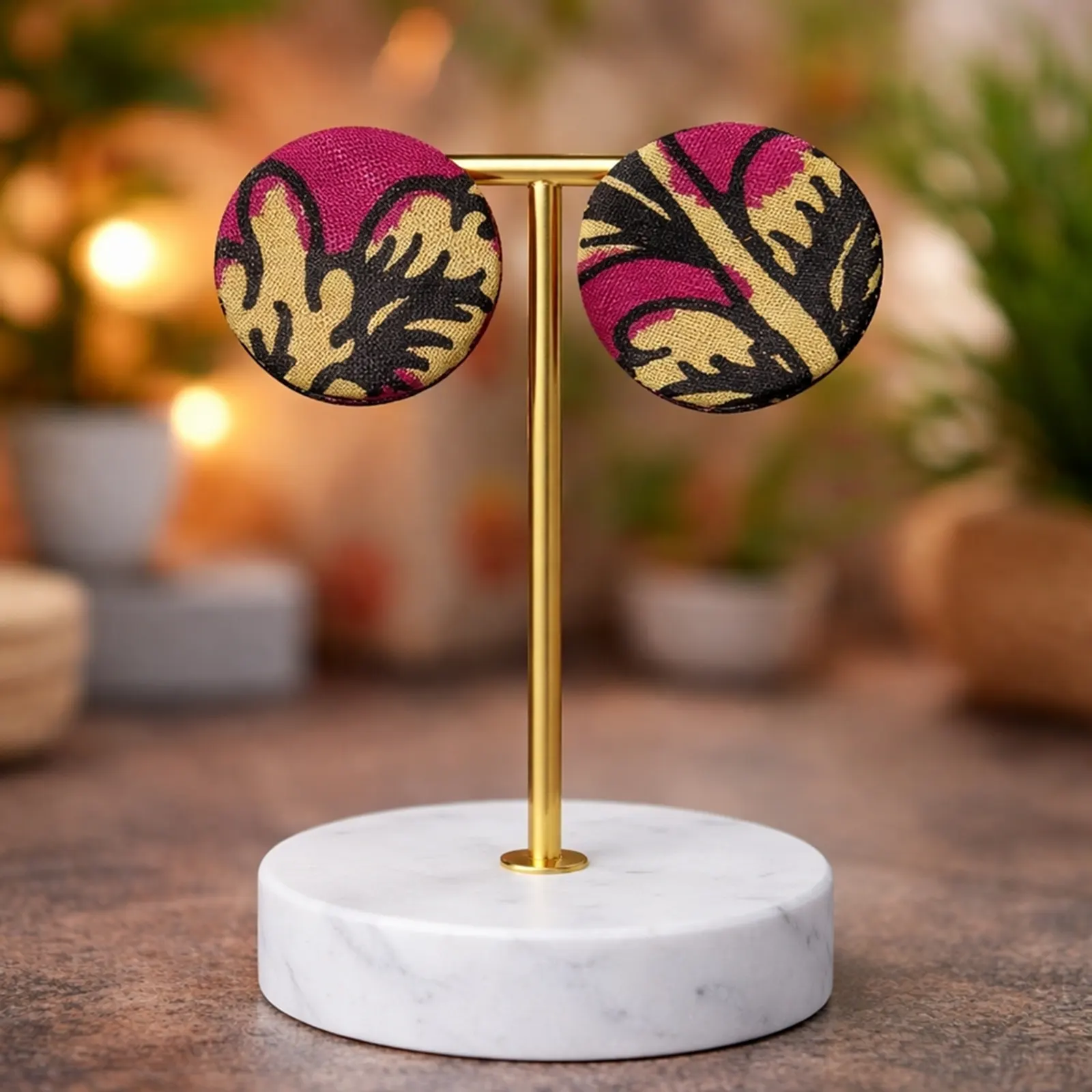 Gulabi Phool fabric earrings 