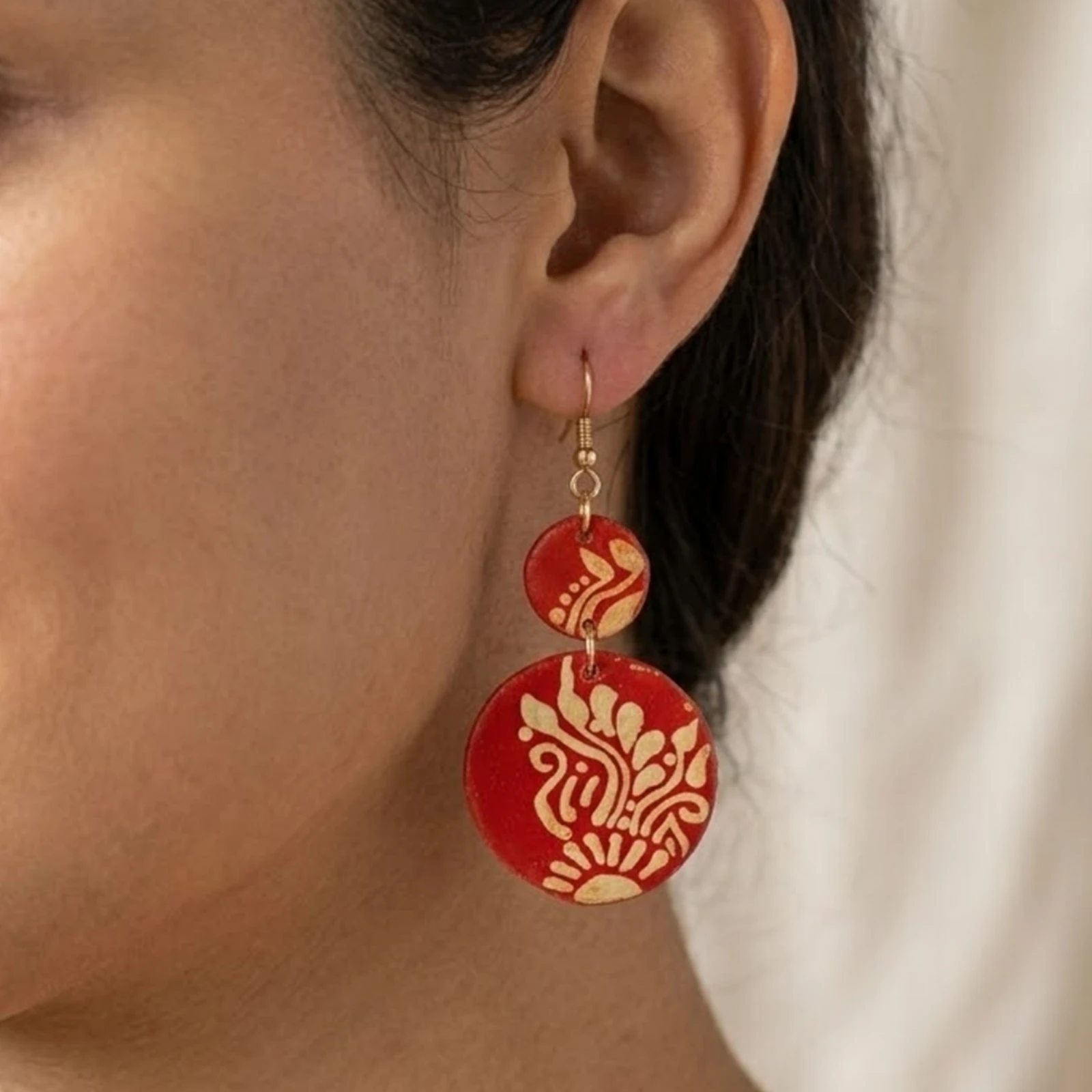  Alpona -  Painted Clay Earrings 