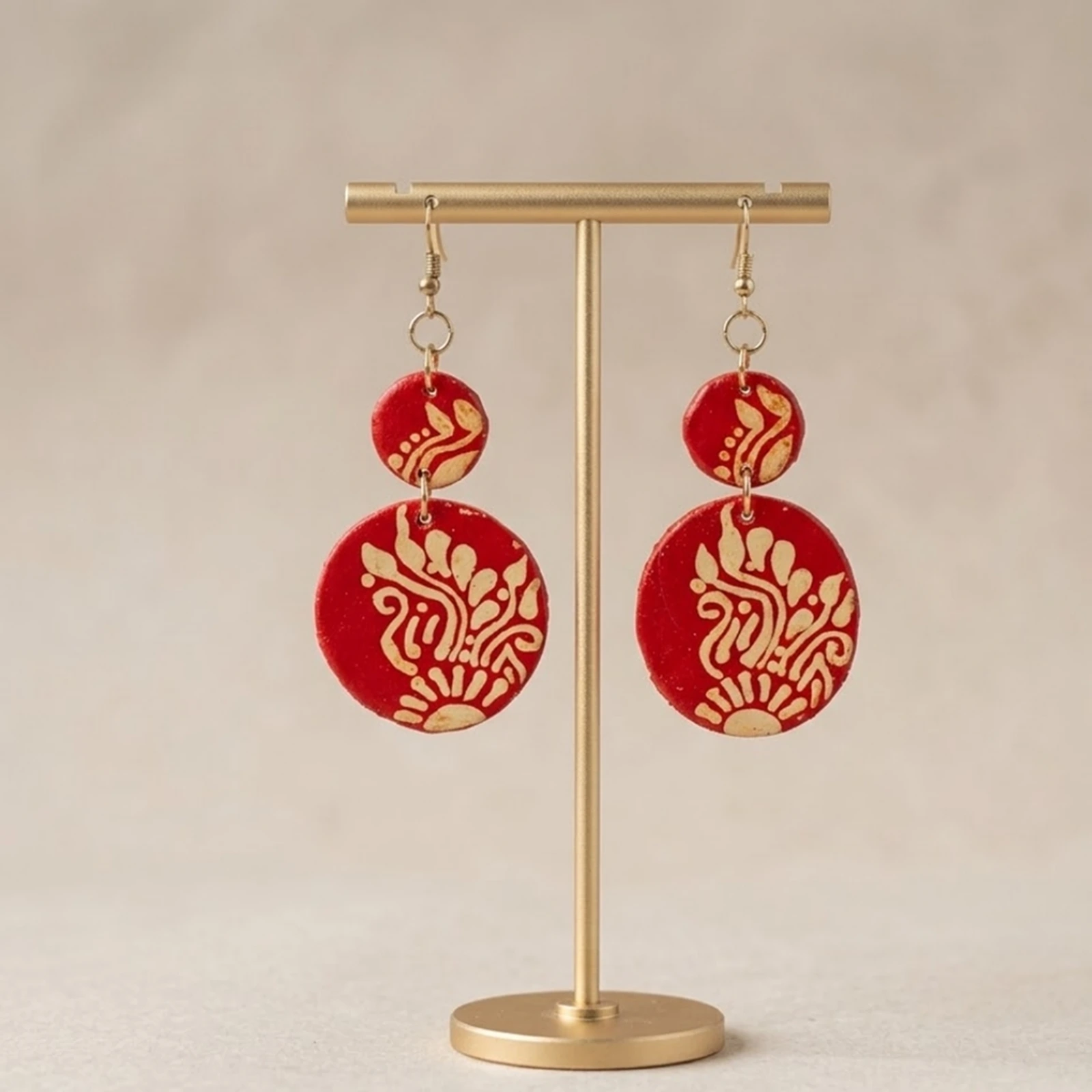  Alpona -  Painted Clay Earrings 